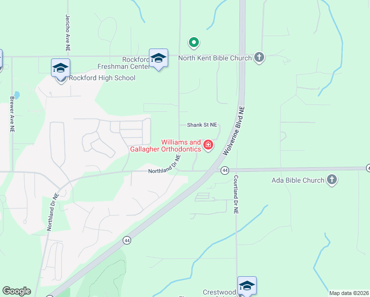 map of restaurants, bars, coffee shops, grocery stores, and more near 6888 Northland Drive Northeast in Rockford
