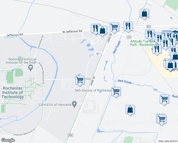 map of restaurants, bars, coffee shops, grocery stores, and more near 711 Park Point Drive in Rochester