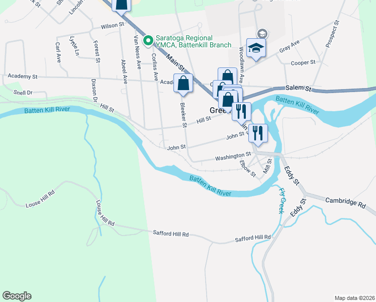 map of restaurants, bars, coffee shops, grocery stores, and more near 65 Bleeker Street in Greenwich