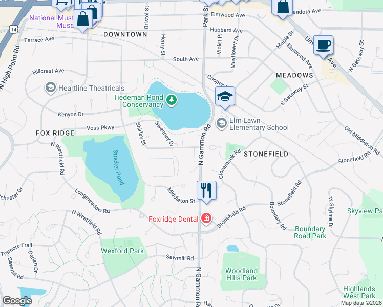 map of restaurants, bars, coffee shops, grocery stores, and more near 7017 Fortune Drive in Middleton