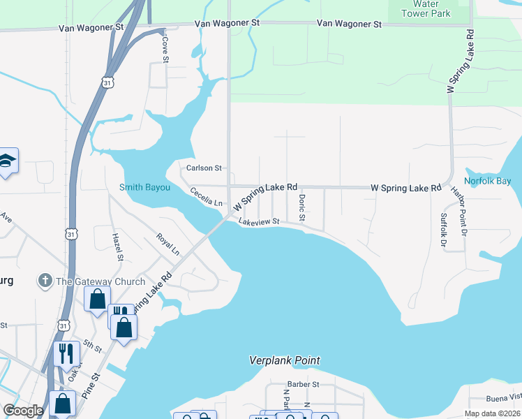 map of restaurants, bars, coffee shops, grocery stores, and more near 17536 Reenders Avenue in Spring Lake