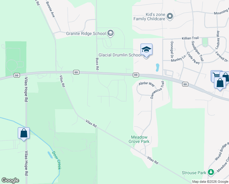 map of restaurants, bars, coffee shops, grocery stores, and more near 2863 County Road BB in Cottage Grove