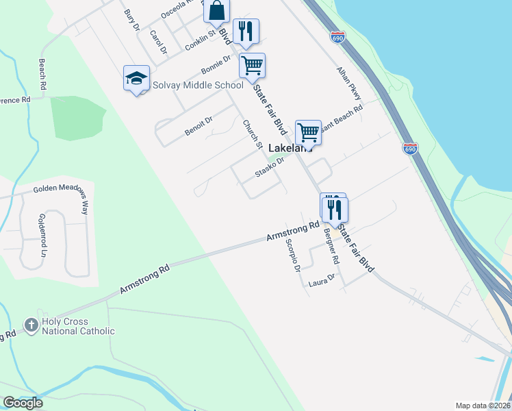 map of restaurants, bars, coffee shops, grocery stores, and more near 200 Longview Avenue in Syracuse