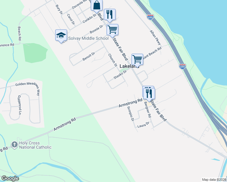 map of restaurants, bars, coffee shops, grocery stores, and more near 200 Longview Avenue in Syracuse