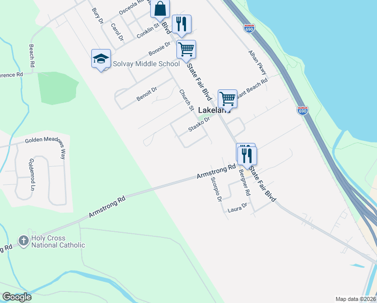 map of restaurants, bars, coffee shops, grocery stores, and more near 200 Longview Avenue in Syracuse