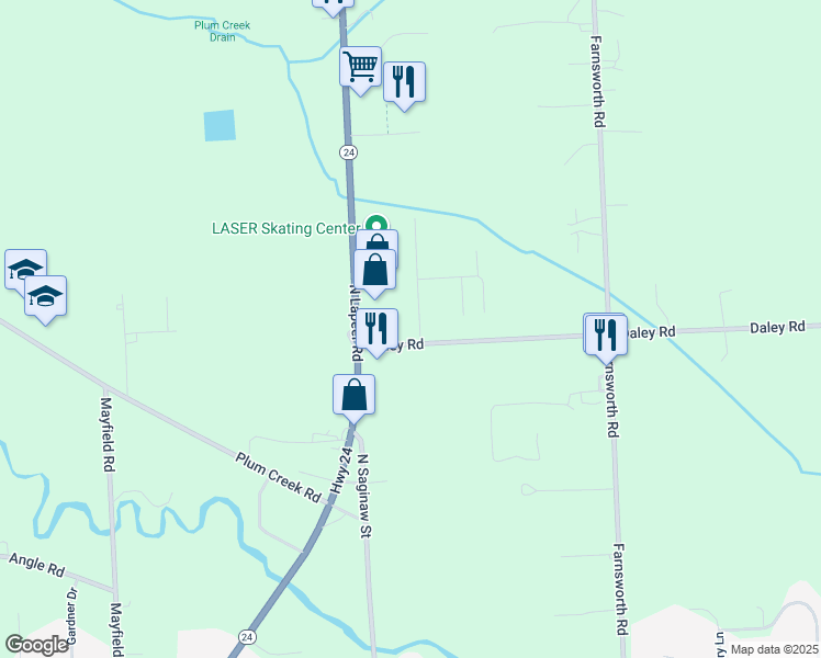 map of restaurants, bars, coffee shops, grocery stores, and more near 2011 Carol Drive in Lapeer