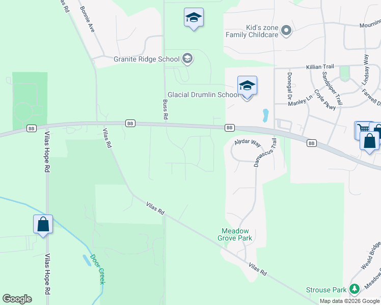 map of restaurants, bars, coffee shops, grocery stores, and more near 2863 County Road BB in Cottage Grove
