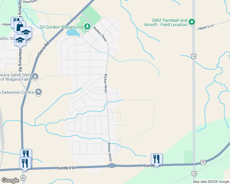 map of restaurants, bars, coffee shops, grocery stores, and more near 106 Selection Heights in Thorold