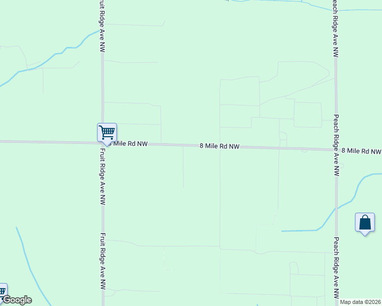 map of restaurants, bars, coffee shops, grocery stores, and more near 3696 8 Mile Road Northwest in Grand Rapids