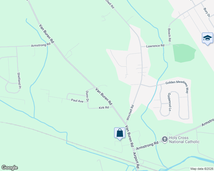 map of restaurants, bars, coffee shops, grocery stores, and more near 6544 Van Buren Road in Warners