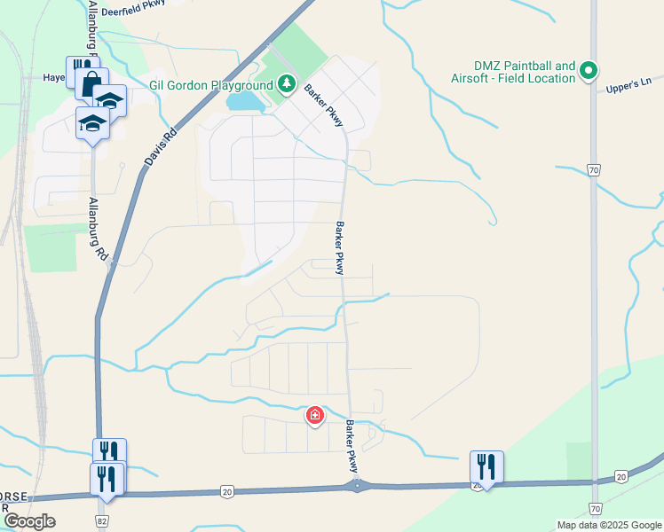 map of restaurants, bars, coffee shops, grocery stores, and more near Harmony Way in Thorold