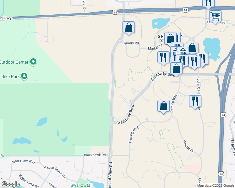 map of restaurants, bars, coffee shops, grocery stores, and more near 8560 Greenway Boulevard in Middleton
