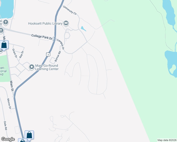 map of restaurants, bars, coffee shops, grocery stores, and more near 281 University Circle in Hooksett