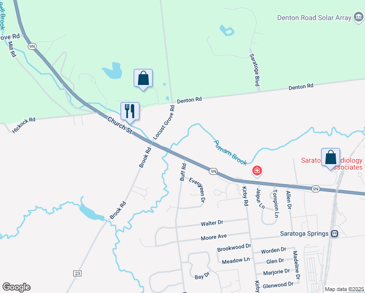 map of restaurants, bars, coffee shops, grocery stores, and more near 421 Church Street in Saratoga Springs