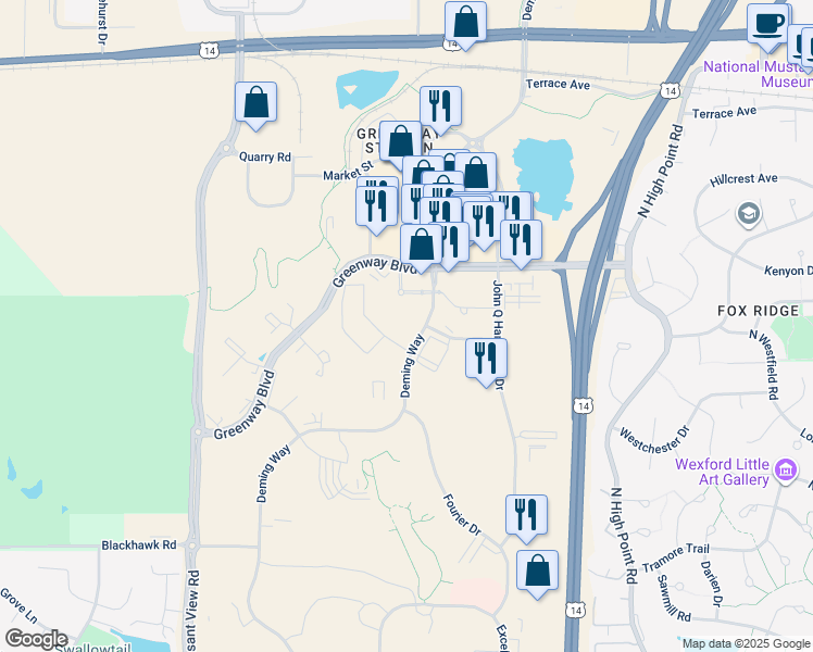 map of restaurants, bars, coffee shops, grocery stores, and more near 1350 Deming Way in Middleton