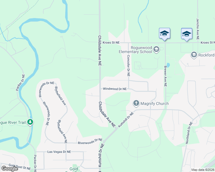 map of restaurants, bars, coffee shops, grocery stores, and more near 3633 Fraser Drive Northeast in Rockford