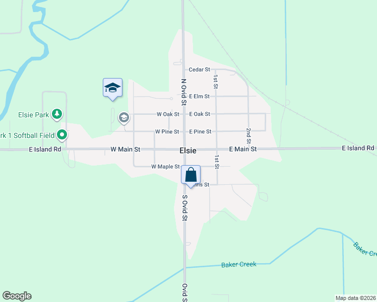 map of restaurants, bars, coffee shops, grocery stores, and more near in Elsie