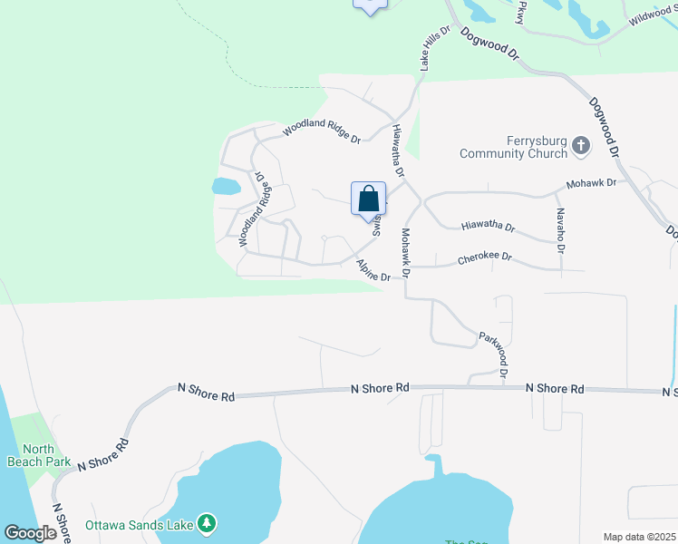 map of restaurants, bars, coffee shops, grocery stores, and more near 18249 Swiss Drive in Spring Lake