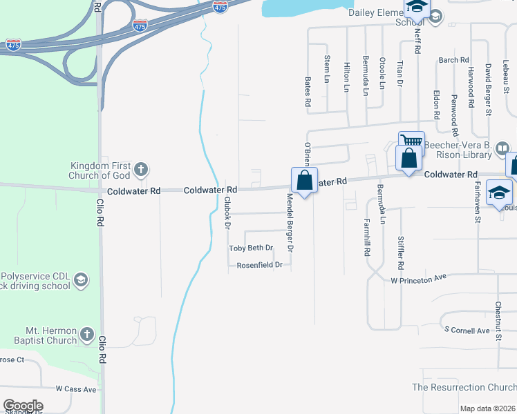 map of restaurants, bars, coffee shops, grocery stores, and more near 2268 Douglas Joel Drive in Flint