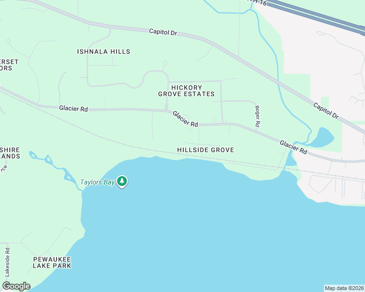 map of restaurants, bars, coffee shops, grocery stores, and more near N39W27499 Hillside Grove Road in Pewaukee