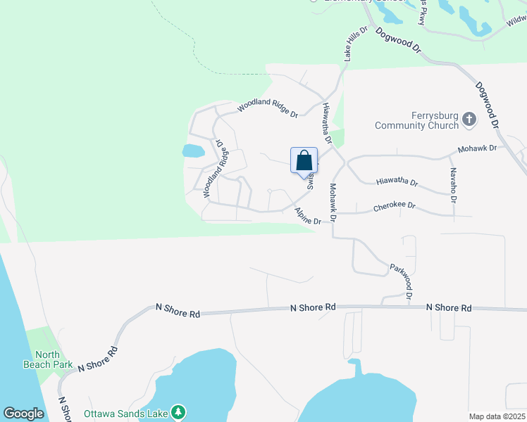 map of restaurants, bars, coffee shops, grocery stores, and more near 18295 Swiss Drive in Spring Lake
