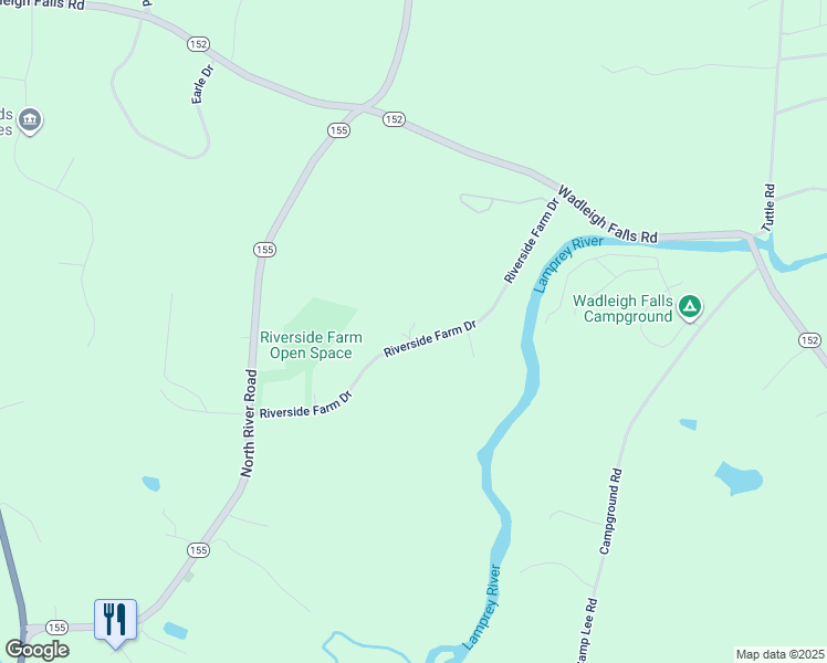 map of restaurants, bars, coffee shops, grocery stores, and more near 29 Riverside Farm Drive in Lee