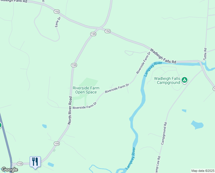map of restaurants, bars, coffee shops, grocery stores, and more near 29 Riverside Farm Drive in Lee