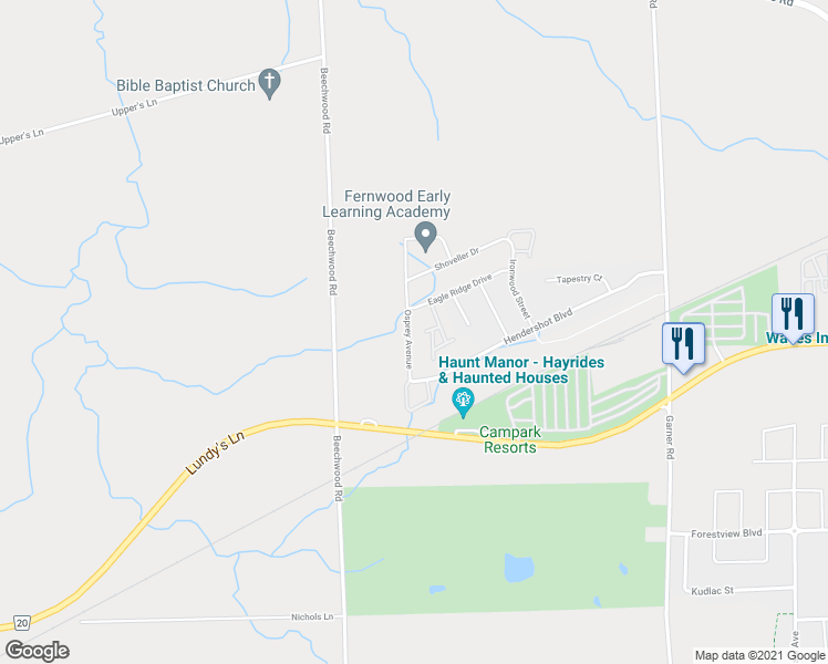map of restaurants, bars, coffee shops, grocery stores, and more near 5784 Osprey Avenue in Thorold