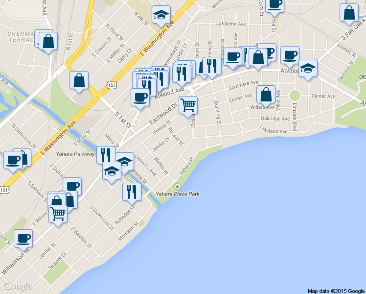 map of restaurants, bars, coffee shops, grocery stores, and more near 1870 Rutledge Street in Madison