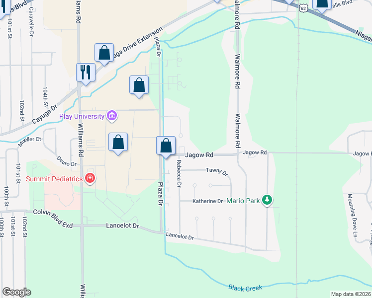 map of restaurants, bars, coffee shops, grocery stores, and more near 2191 Jagow Rd in Niagara Falls