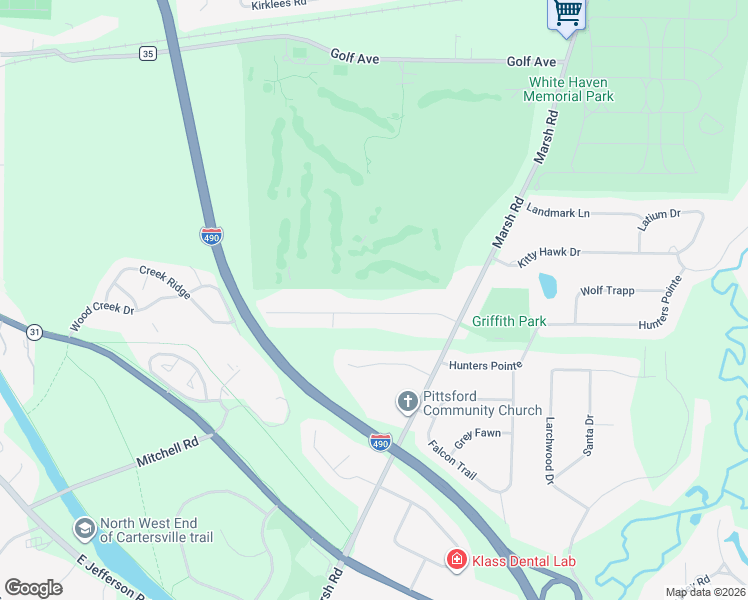 map of restaurants, bars, coffee shops, grocery stores, and more near 19 Arlington Dr in Pittsford