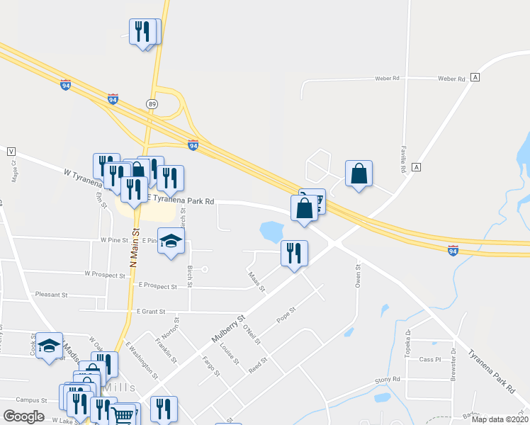 map of restaurants, bars, coffee shops, grocery stores, and more near 310 Tyranena Park Road in Lake Mills