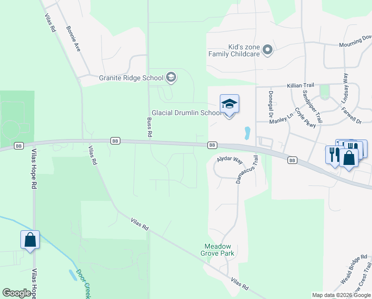 map of restaurants, bars, coffee shops, grocery stores, and more near 2863-2909 County Road Bb in Cottage Grove