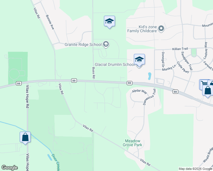 map of restaurants, bars, coffee shops, grocery stores, and more near 2863 County Road BB in Cottage Grove