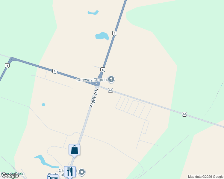 map of restaurants, bars, coffee shops, grocery stores, and more near 21 Haldimand 66 in Caledonia