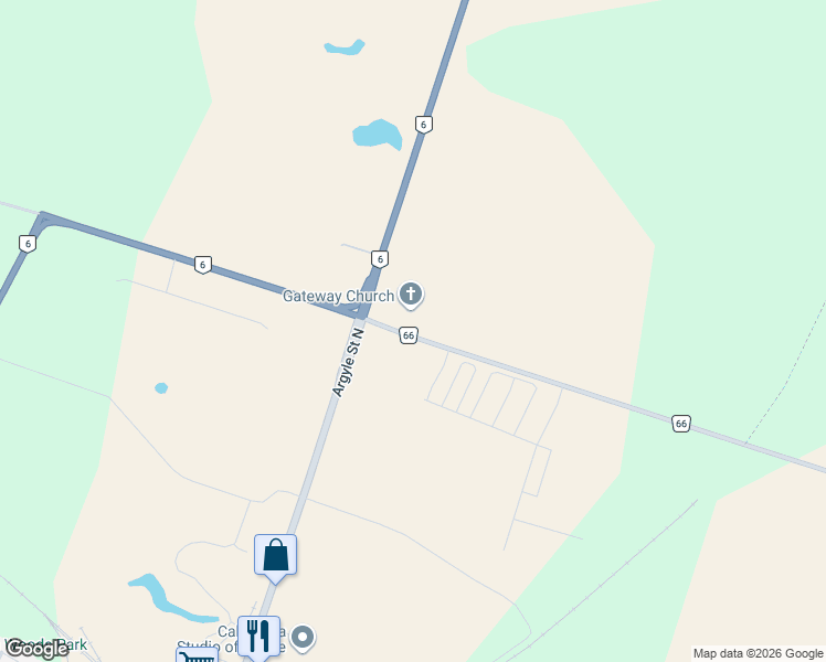 map of restaurants, bars, coffee shops, grocery stores, and more near 21 Haldimand 66 in Caledonia