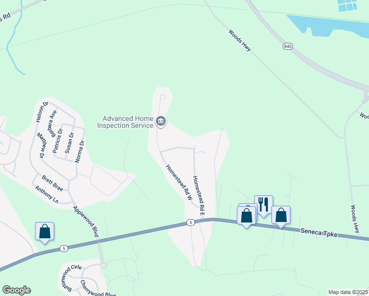 map of restaurants, bars, coffee shops, grocery stores, and more near 10 Homestead Ct in Clinton