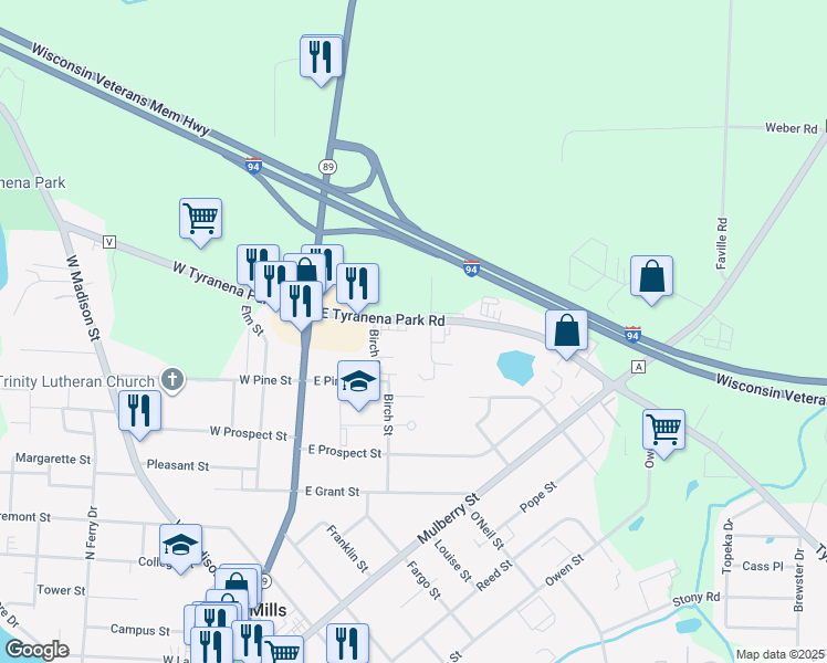 map of restaurants, bars, coffee shops, grocery stores, and more near 809 Cherokee Path in Lake Mills