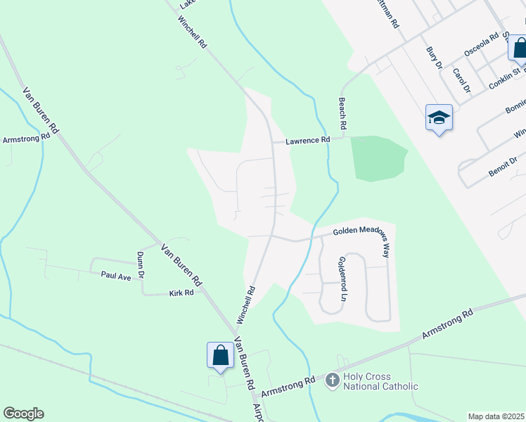 map of restaurants, bars, coffee shops, grocery stores, and more near 129 Winners Way in Warners