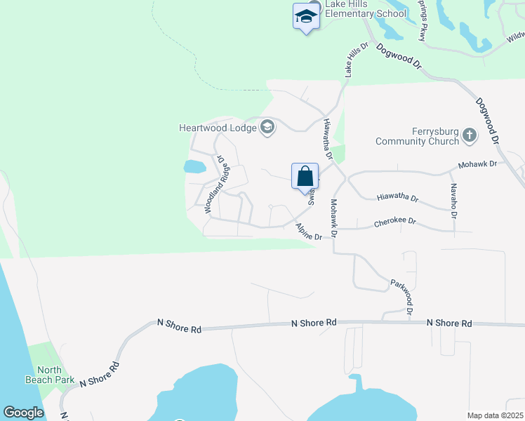 map of restaurants, bars, coffee shops, grocery stores, and more near 18295 Swiss Drive in Spring Lake
