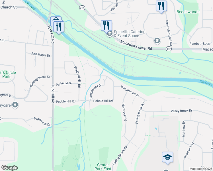 map of restaurants, bars, coffee shops, grocery stores, and more near 2 Putnam Circle in Fairport