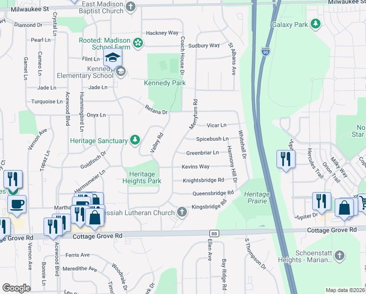 map of restaurants, bars, coffee shops, grocery stores, and more near in Madison