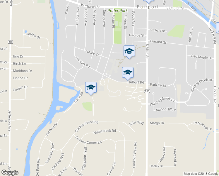 map of restaurants, bars, coffee shops, grocery stores, and more near 2 Woodbury Way in Fairport