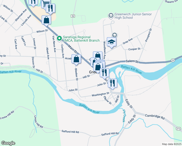 map of restaurants, bars, coffee shops, grocery stores, and more near in Greenwich