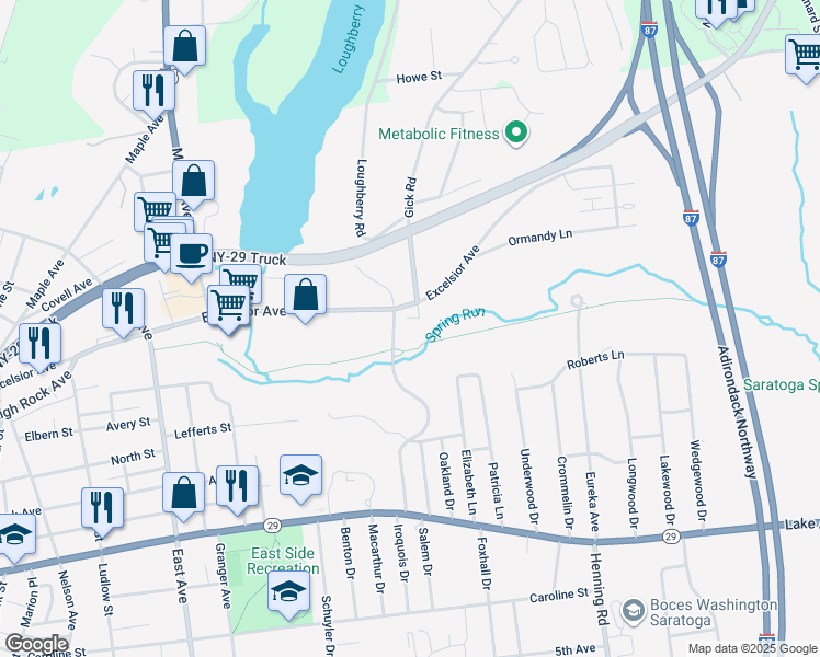 map of restaurants, bars, coffee shops, grocery stores, and more near in Saratoga Springs