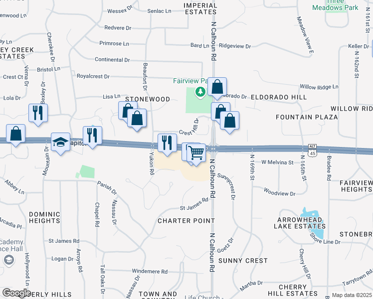 map of restaurants, bars, coffee shops, grocery stores, and more near 17375 West Capitol Drive in Brookfield