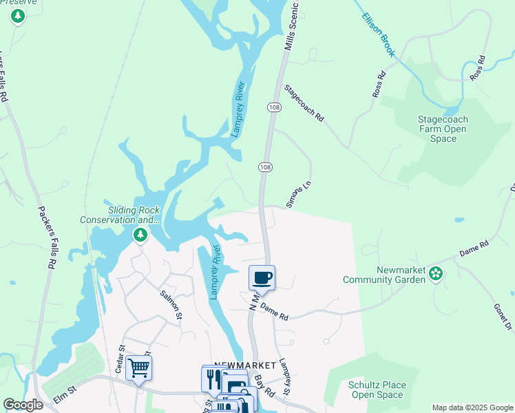 map of restaurants, bars, coffee shops, grocery stores, and more near 310 Newmarket Road in Durham