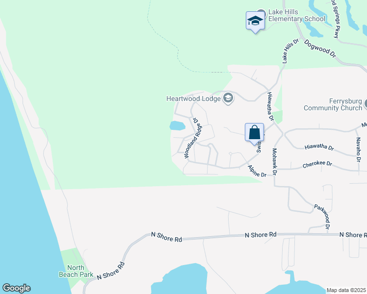 map of restaurants, bars, coffee shops, grocery stores, and more near 18302 Woodland Ridge Drive in Spring Lake