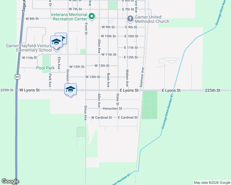 map of restaurants, bars, coffee shops, grocery stores, and more near 100-198 West Lyons Street in Garner