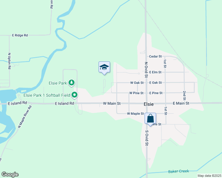 map of restaurants, bars, coffee shops, grocery stores, and more near 215 Tyler Drive in Elsie